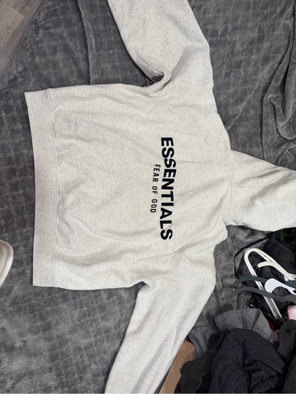 Essentials Men's Light Gray Crewneck Sweatshirt with Black Logo